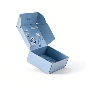 Boîte en carton ondulé personnalisée bleu clair avec emballage pour produits de soin, solutions d'expédition pour coffrets cosmétiques et de beauté - Product Image 3