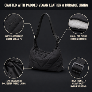 Sac fourre-tout matelassé noir en PU pour femme avec fermeture éclair et chaînes, grande capacité, imperméable, décontracté, pour le shopping et les voyages - Product Image 2