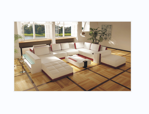 <span class=keywords><strong>Divano</strong></span> <span class=keywords><strong>Angolare</strong></span> in Pelle dal Design Moderno, Arredamento per Salotto - Product Image 1