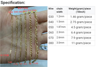 Chaîne en or jaune 18 carats AU750, style Figaro, pour collier ras du cou, fabrication de bijoux pour hommes et femmes, bracelet