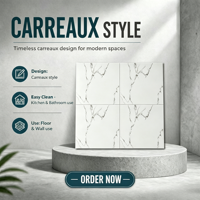 Carreaux de porcelaine céramique mats blancs effet marbre 400x400 pour murs de salle de bain et toilettes, carrelage français pour sols