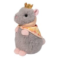 Peluche souris Pizza King avec couronne et cape, jouet en peluche doux pour enfants, adorable peluche souris grise