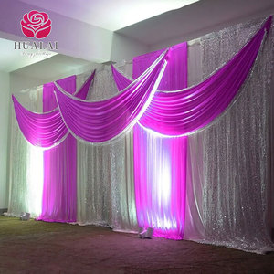 Sang Trọng Satin Sequin Swag Backdrop Rèm Treo Lên Cho Đám Cưới Đảng Lễ Kỷ Niệm Sân Khấu Hiệu Suất Tổ Chức Sự Kiện Trang Trí - Product Image 3