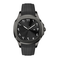 Jam Tangan Sport Pria Minimalis Klasik Persegi Bercahaya Quartz dengan Tanggal Arab, Silikon Mewah Modis
