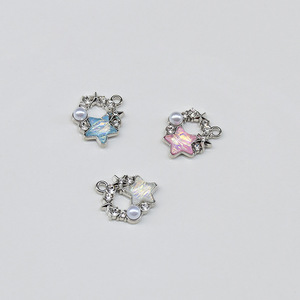 Pendentif étoile ciel étoilé en alliage de zinc plaqué pour la fabrication de bracelets, étoiles bleues, roses et blanc cassé, composants de bijoux GJ198 - Product Image 3