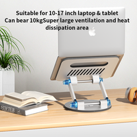 360 °   Support d'ordinateur portable rotatif, réglable et pliable en aluminium et plastique, avec refroidissement, support portable pour ordinateur portable