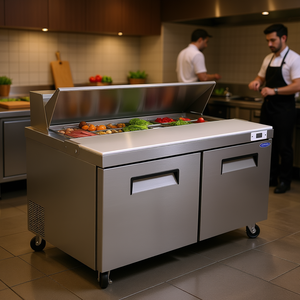 Table de préparation réfrigérée commerciale Orikool 60 pouces à double porte pour sandwichs, salades et aliments froids - Product Image 2