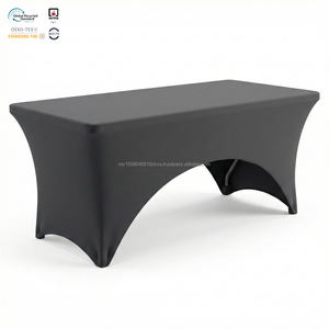 Housse de table extensible en polyester blanc de 6 pieds, moderne, écologique, résistante à l'eau, lavable, durable et personnalisable, pour un gain de temps et une économie d'effort. - Product Image 1