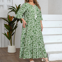 Robe Printanière Grande Taille Femme Manches Mi-Longues Coupe Droite Ample avec Lacets et Pompons Style Vacances Élégant XL-5XL – Offre Spéciale