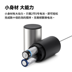 เชฟซีซั่นโชว์เครื่องตีฟองนม 150W เครื่องตีฟองกาแฟไฟฟ้าแบบมือถือไร้สายสีดำและสีเงิน - Product Image 4