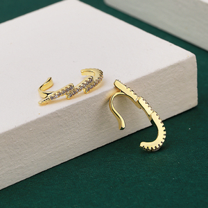 Fashion C-shaped 18K gold-plated earrings personality <strong>lightning</strong> shape zircon ear clips <strong>wholesale</strong> jewelry - Product Image 3
