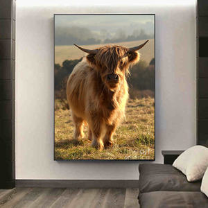 Décoration de la maison moderne animaux <span class=keywords><strong>jeune</strong></span> vache affiches imprime peinture mur toile impression highland vache art photo - Product Image 2