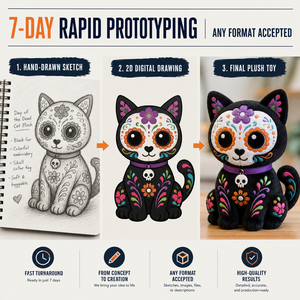 Peluche Personalizzato Gatto Giorno dei Morti, Produttore Professionale, Regalo di Natale 2026, Mascotte di Tendenza, Bambola Animale Imbottita OEM ODM - Product Image 3