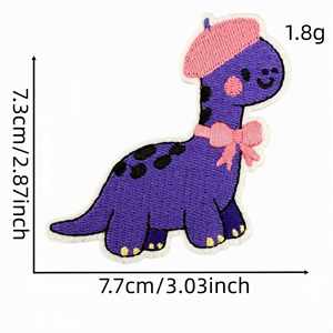 Patchs brodés thermocollants pour vêtements, motif dinosaure mignon de dessin animé, broderie informatique, patchs animaux - Product Image 3