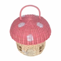 Panier de rangement artisanal en forme de maison champignon en osier, décoration de chambre d'enfant, décoration de chambre de bébé, ensemble cadeau de jouets pour enfants