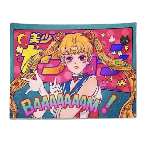 Retro Sailor Moon Wall Hanging Tapestry Girls Bedroom Bedside Background Cloth Dormitory Wall Cloth
