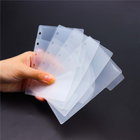 Organiseur de pochettes à monnaie en PP rose givré A6 A7, 2 pochettes sans fermeture éclair, classeur à budget à feuilles mobiles, perforé 6 trous