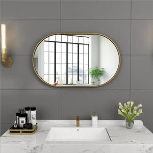 Vente en gros de grands miroirs muraux ovales en métal noirs et dorés encadrés sur toute la longueur et à suspendre pour le maquillage - Product Image 5