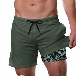 Short de bain décontracté pour homme en maille unie avec taille élastique, 95% coton 5% élasthanne, imprimé numérique, style urbain, pour la plage - Product Image 2