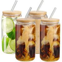 Verres transparents de 16 oz, prix d'usine, avec couvercles en bambou et pailles, tasses en forme de canette de cola pour boissons froides
