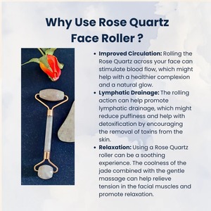 Rouleau facial en quartz rose avec deux têtes de massage - Product Image 5