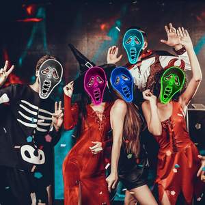 Máscara LED DONGZQAN Scream D1-UK2 con Múltiples Modos de Luz, Disfraz de Halloween de <span class=keywords><strong>Ghostface</strong></span> para Hombres, Adultos, Niños, Adolescentes, Regalo de Neón Anónimo - Product Image 2