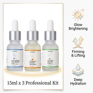 Ensemble de soins de la peau, sérum facial à la vitamine C, au rétinol et à l'acide hyaluronique, trio pour éclaircir, lutter contre le vieillissement et hydrater, marque privée, 15 ml - Product Image 3