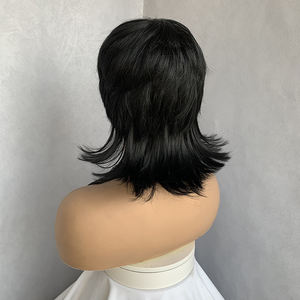 วิกผมสั้นสีดำแบบชั้นๆ สไตล์ยุค 80 ทรงมัลเล็ต พิกซี่ พร้อมหน้าม้า ตัดแบบวูล์ฟคัท วัสดุสังเคราะห์ ดูเป็นธรรมชาติ ตลก สำหรับ<span class=keywords><strong>ผู้ใหญ่</strong></span> ใช้แทนผมจริง สำหรับงานปาร์ตี้ - Product Image 3