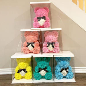 Meilleure vente 25cm 40cm 70cm Ours en peluche rose en mousse avec boîte-cadeau Roses conservées Ours en peluche boîte-cadeau pour la Saint-Valentin - Product Image 5