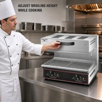 Gril à salamandre électrique commercial Blios, double zone, de comptoir, 4000W, 220V, en acier inoxydable, avec bac de récupération des graisses, logo personnalisé, MOQ
