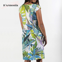 Robe en lin décontractée moderne à col rond et imprimé floral grande taille XL été Style bohème manches courtes longueur au genou motif à bas prix