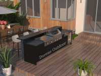 Cuisine d'extérieur modulaire noire élégante à conception séparée pour patio moderne