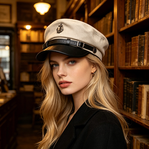 Béret en jean polyester pour femme, style coréen rétro (tendance Instagram) pour l'automne/hiver, casquette de newsboy/marin - Product Image 5
