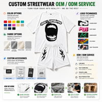 Ensemble décontracté 2 pièces pour homme : short et t-shirt en coton délavé écologique à imprimé graphique, coupe régulière