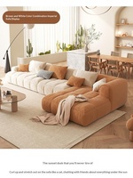 Canapé d'angle en tissu technique moderne et simple, couleur crème, avec chaise longue, idéal pour petits salons, multifonctionnel