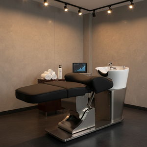 Poltrona Professionale per Lavaggio Capelli con Base in Fibra di Vetro per Arredamento Salone di Bellezza - Product Image 1