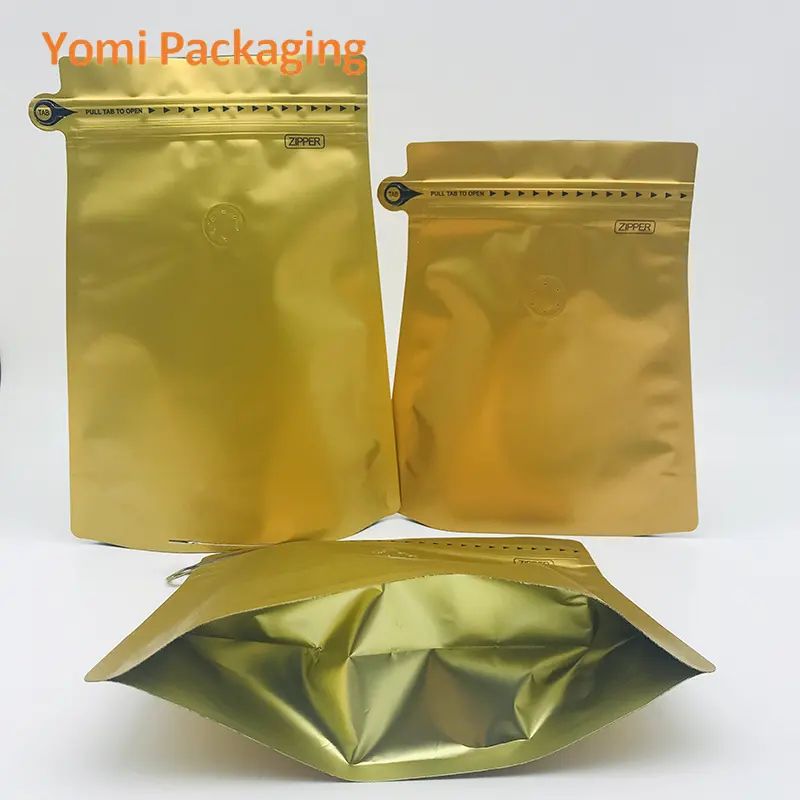Bolsa de papel Kraft de café de grado alimenticio laminado con sellado térmico con cremallera, bolsa de pie, bolsas D papel Kraft, sacos personalizados con logotipo