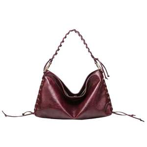 Sac à main Boston en PU tissé haut de gamme pour femmes, avec fermeture éclair, léger, durable, grande capacité, portable - Product Image 2