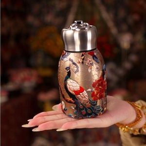 Xiao Yi Chinese Style Peacock <b>Thermos</b> Cup 316 Stainless Steel Vacuum Flask Leak Proof Travel Water <b>Bottle</b> - Product Image 1