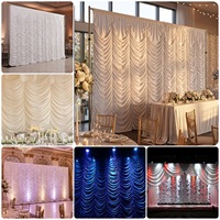 Toile de fond en tissu effet vague d'eau pour mariage, rideau semi-transparent, draperie en satin glacé et soie de lait à motif queue de poisson