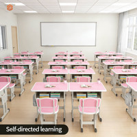 Bureaux et chaises colorés pour élèves du primaire et du collège, nouveaux modèles modernes en MDF, réglables en hauteur, design chinois.