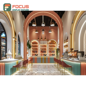 Premium Coffee Display Cabinet Matte <b>Black</b> Finish Syrup Bottle Display Area Cafe Merchandise Cabinet - Product Image 5