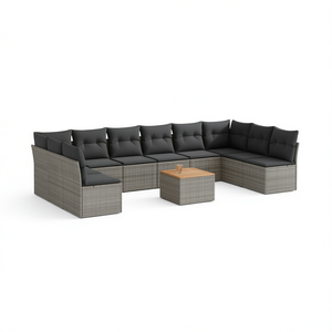 Conjunto de Sofás de Jardín de Ratán Gris, Más de 10 Plazas, Muebles de Exterior Resistentes a la Intemperie, Diseño Contemporáneo - Product Image 1