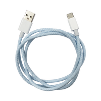 Kabel USB A ke Type-C Putih Bersih dengan Selubung Kepang untuk Ponsel 100cm 5A Pengisian Cepat Tahan Lama