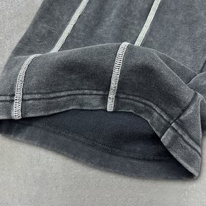 กางเกงวอร์มทรงโอเวอร์ไซส์ผ้าเฟรนช์เทอร์รี่คุณภาพสูง ปักลายตามสั่ง กางเกงแทรคพิมพ์ลายทาง ล้างสีแบบแอซิด ทรงขากว้างหลวม - Product Image 5