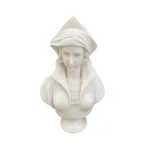 SHENGHUA Customized Classical Indoor Home Art Decoration Lady Head Statue Natural Marble Lady Hand Carved Girl Bust Sculpture