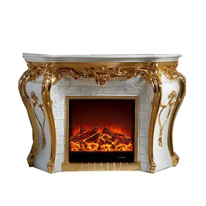 Neoclassical 1.4m Electric Fireplace Decorative Cabinet Antique Carved American Simulated Fire Mantel Core Heater