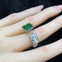 Bague unisexe Boyao en argent sterling S925 plaqué argent, motif tête de léopard pavé de moissanite GRA, style européen et américain, pour homme et femme