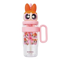 Gobelet à paille portable haut de gamme pour femmes Powerpuff Girls, avec infuseur à thé, grande tasse à glace, design mignon, multi-usages