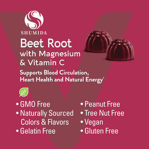 Magnezyum ve <span class=keywords><strong>C</strong></span> vitamini desteği ile özel Vegan pancar kök Gummies kalp sağlığı ve doğal enerji - Product Image 5